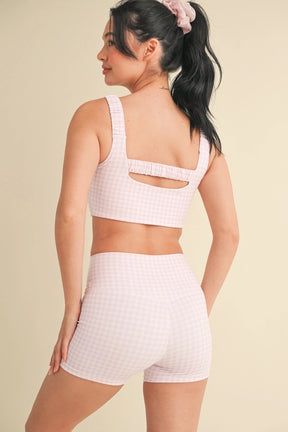 Gingham Work Out Top - Pink