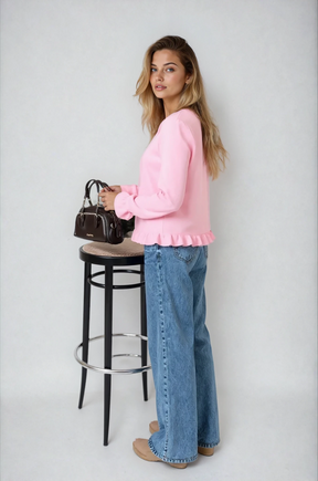 Pink Scallop Cardigan