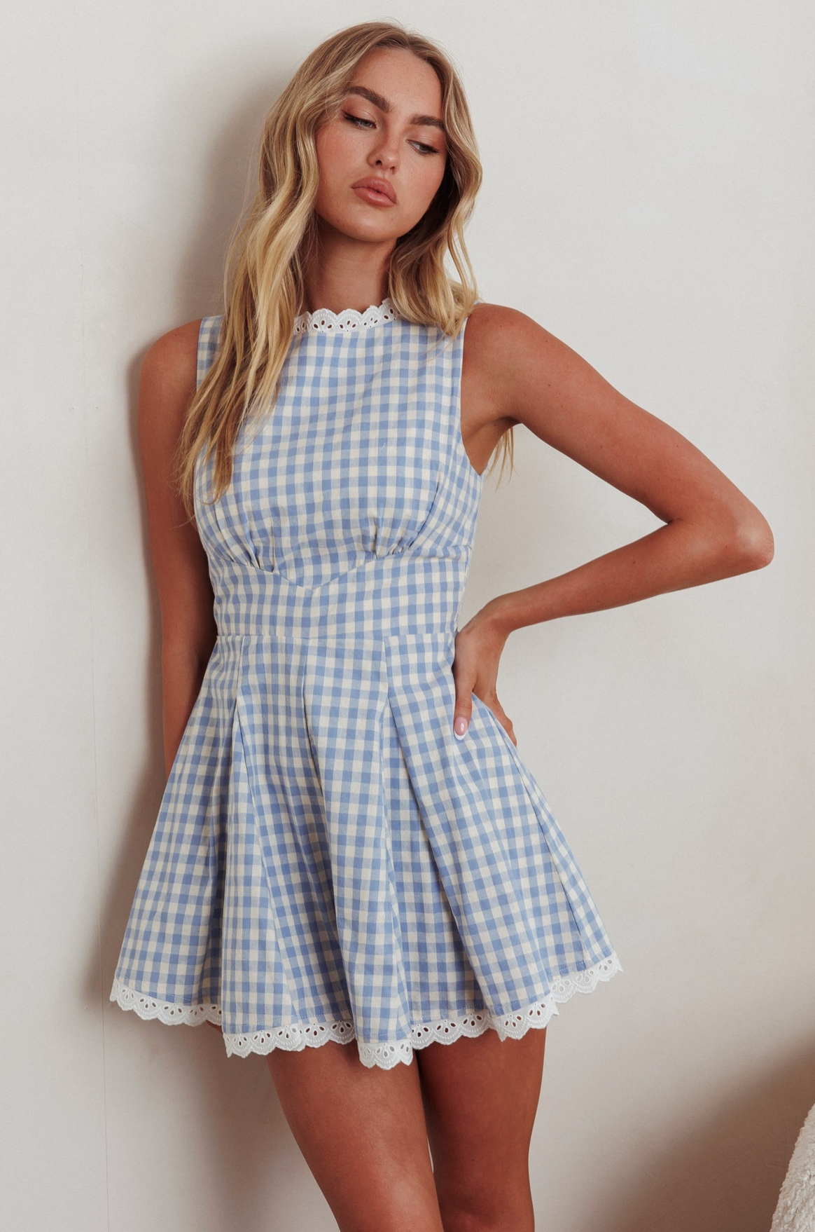 Gingham Romper- Blue