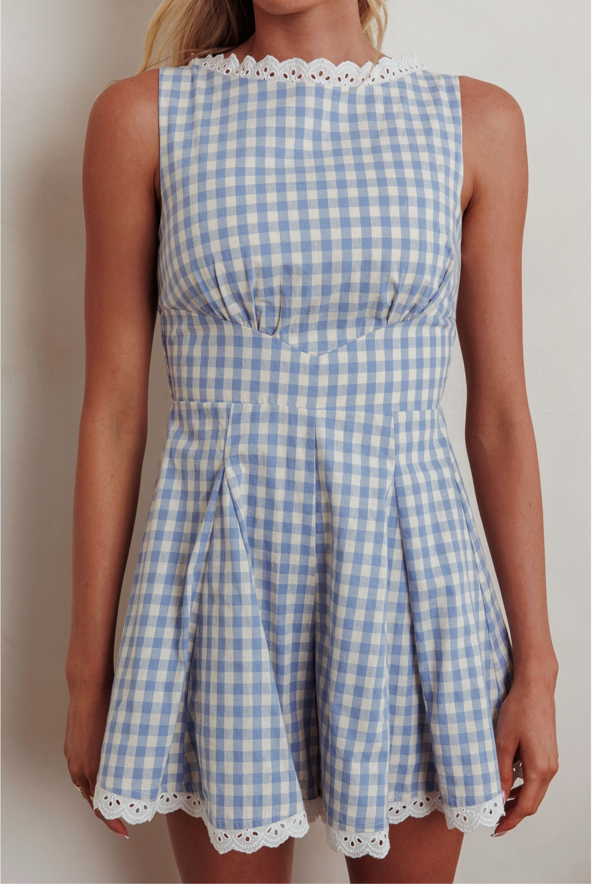 Gingham Romper- Blue