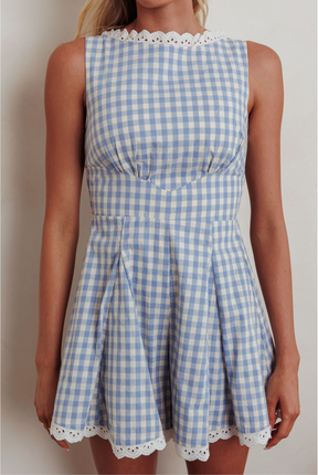 Gingham Romper- Blue