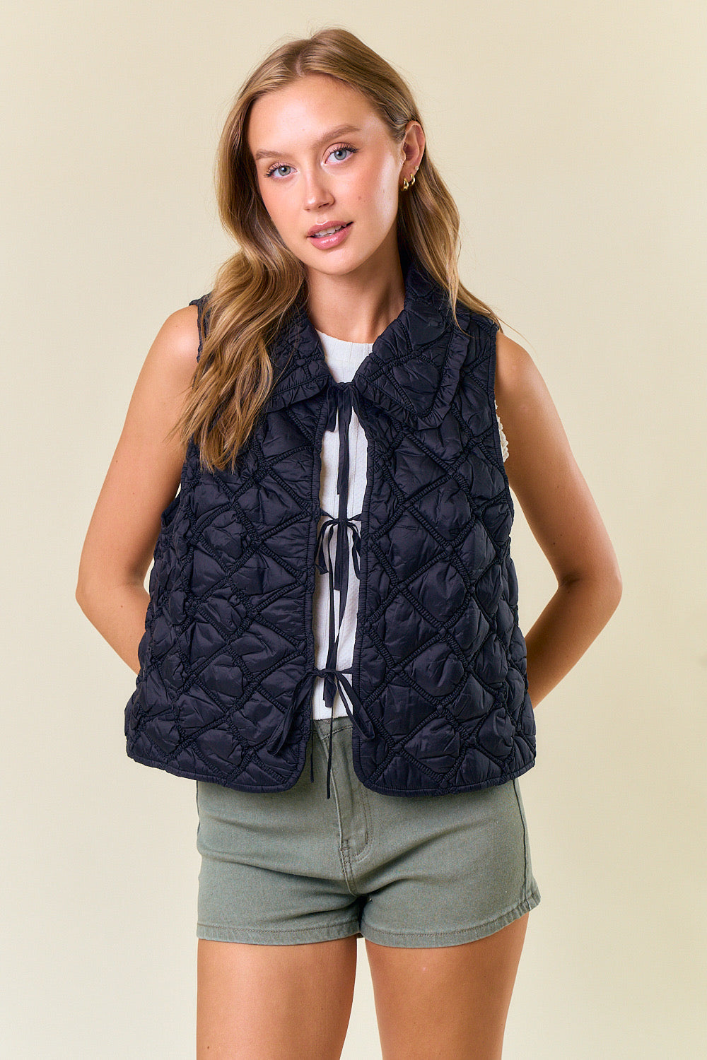 Ruffled Over-Sized Vest- Navy