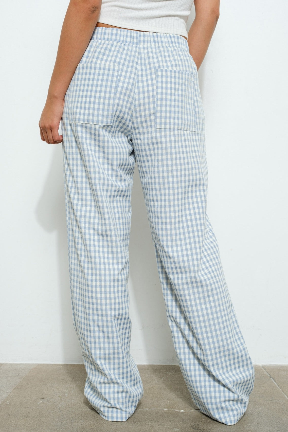 Gingham Relaxed Pants- Blue