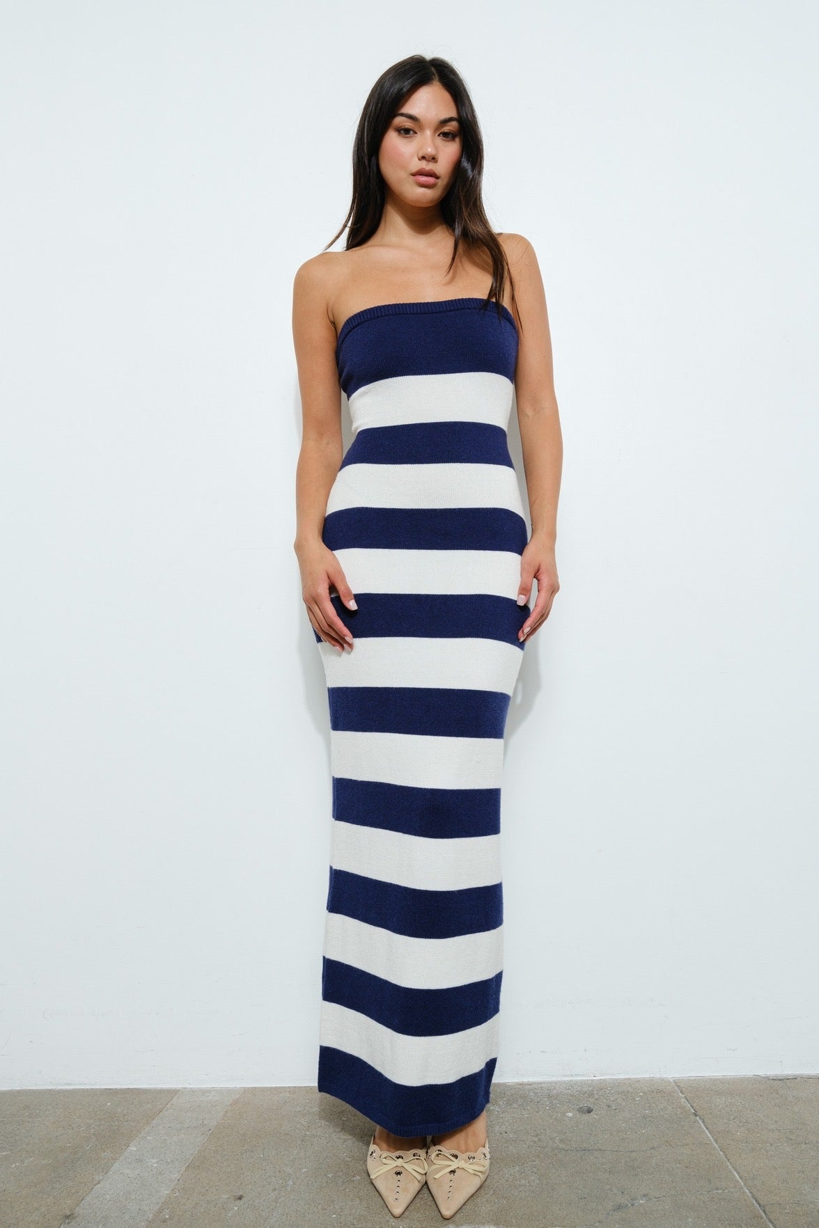 Striped Knit Maxi Dress