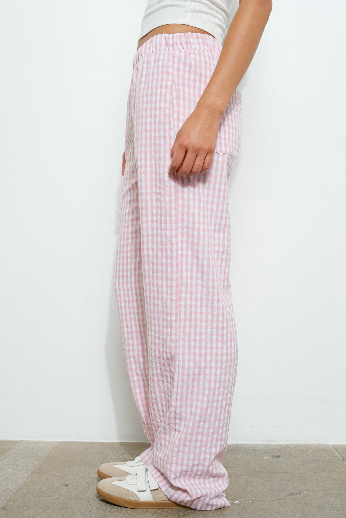 Gingham Relaxed Pants- Pink