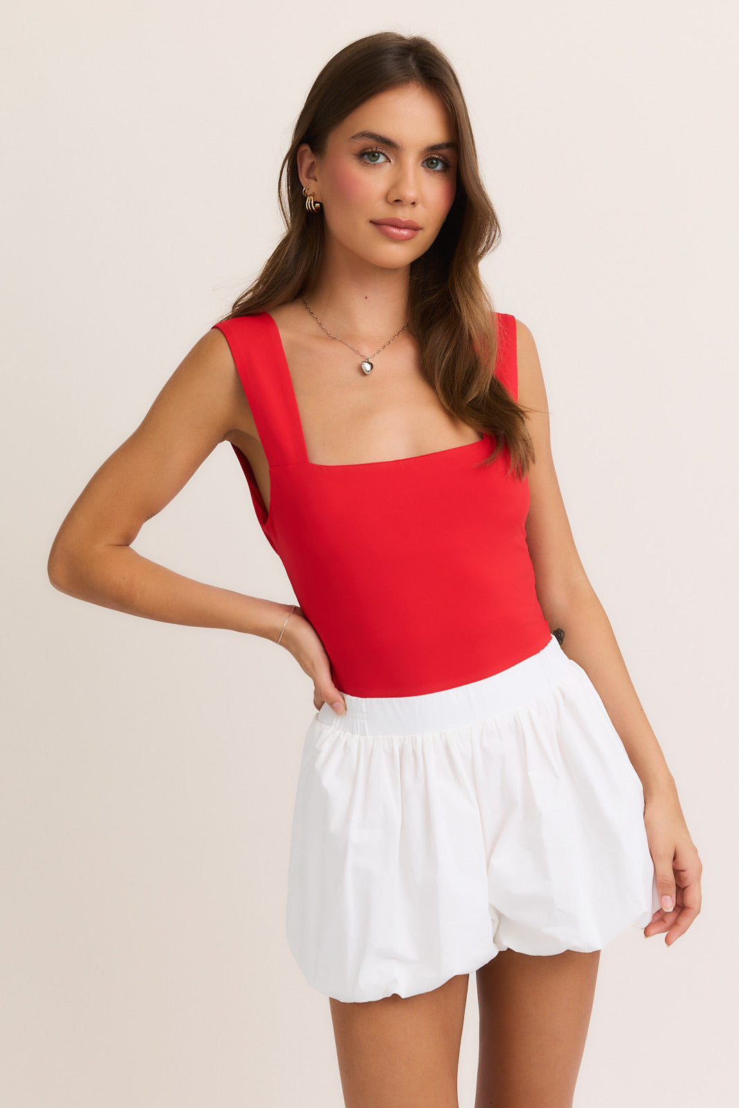 Back Tie Bodysuit- Red