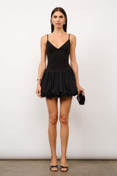 Round Mini Dress - Black