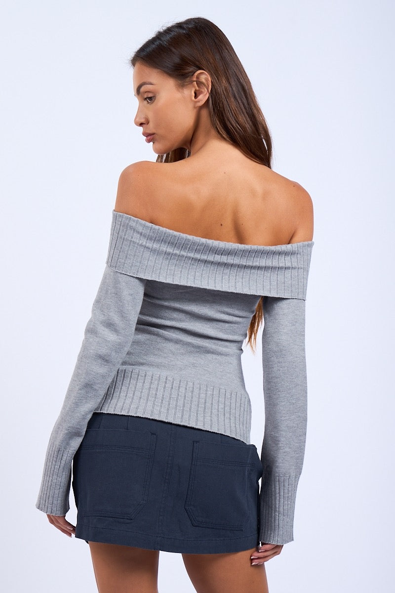 Crossover Sweater - Grey