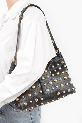 Studded Shoulder Bag- Whitw