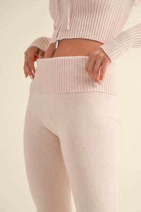 Foldover Flare Pants- Pink