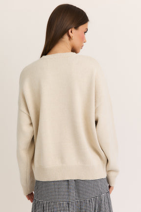 Cherry Bear Sweater- Tan