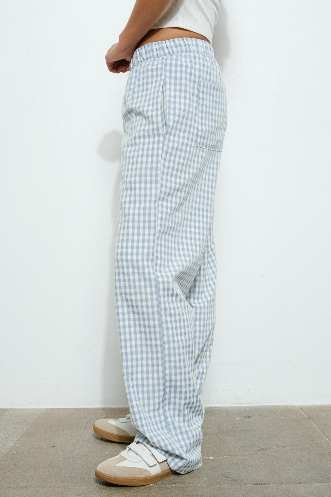 Gingham Relaxed Pants- Blue