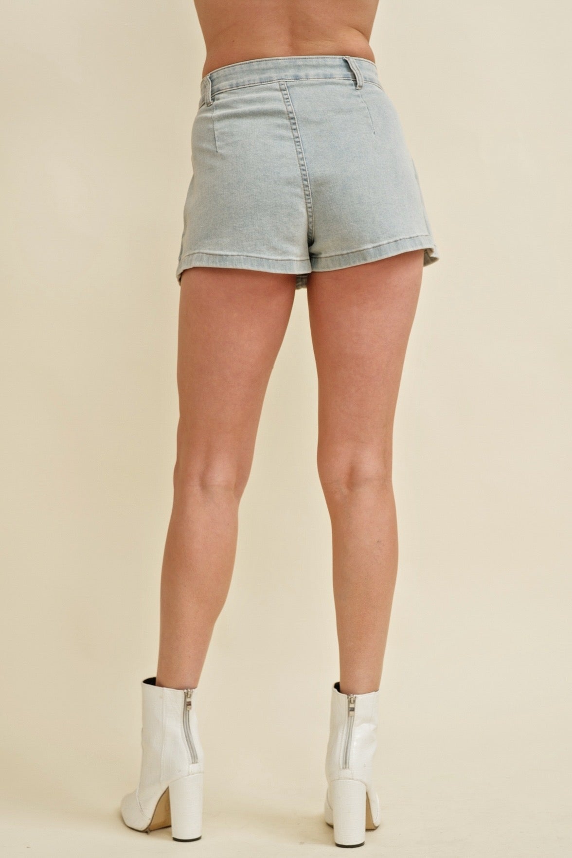 Jean Pleated Mini Skirt