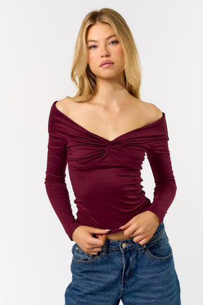 Twist Long Sleeve Top - Red