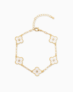 Clover CZ Station Bracelet- White