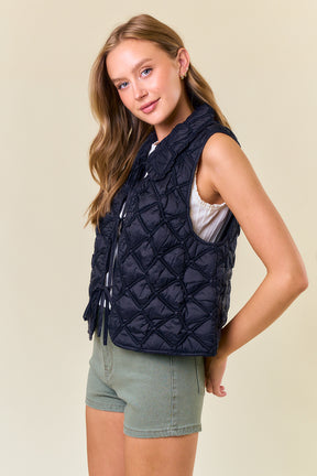 Ruffled Over-Sized Vest- Navy