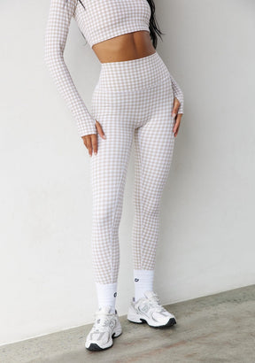 Beige Gingham Legging