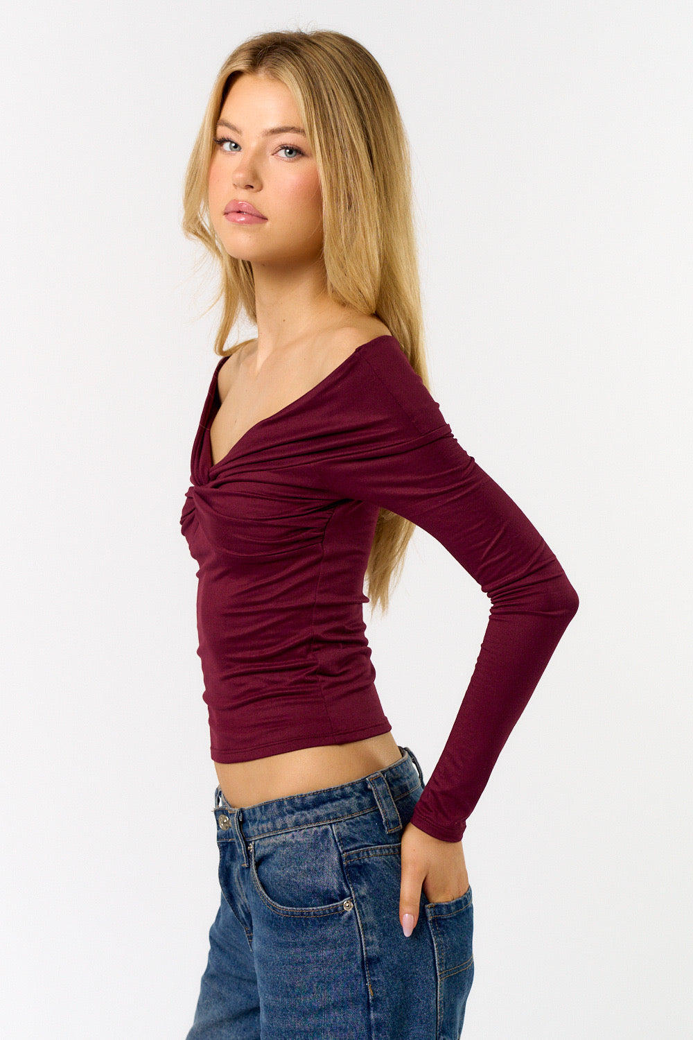 Twist Long Sleeve Top - Red