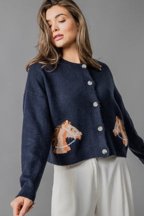 Equestrian Dream Cardigan- Navy