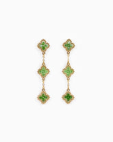 Multi-Bead Clover Drop Earrings - Green