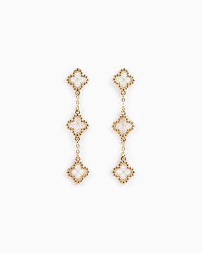 Multi-Bead Clover Drop Earrings