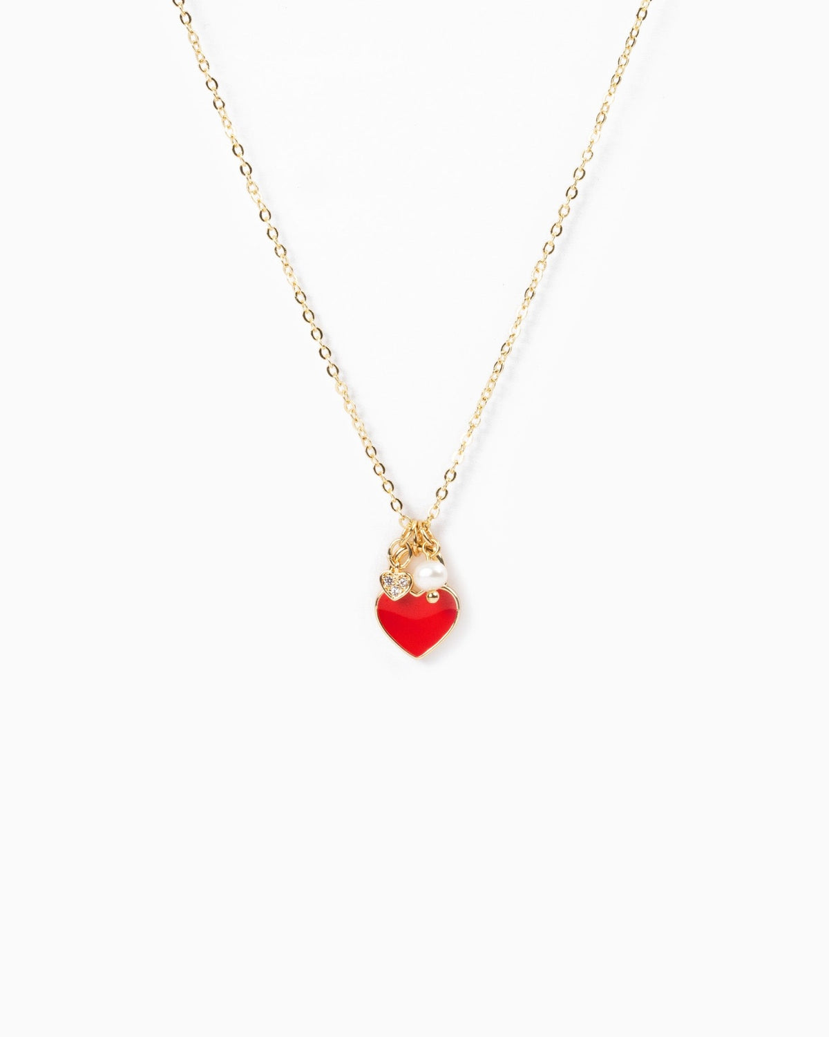 Heart Locket Necklace- Red