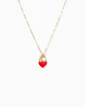 Heart Locket Necklace- Red