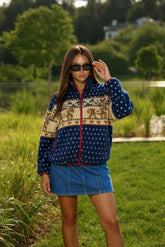 Friendsgiving Sherpa Jacket - Blue