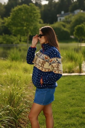 Friendsgiving Sherpa Jacket - Blue