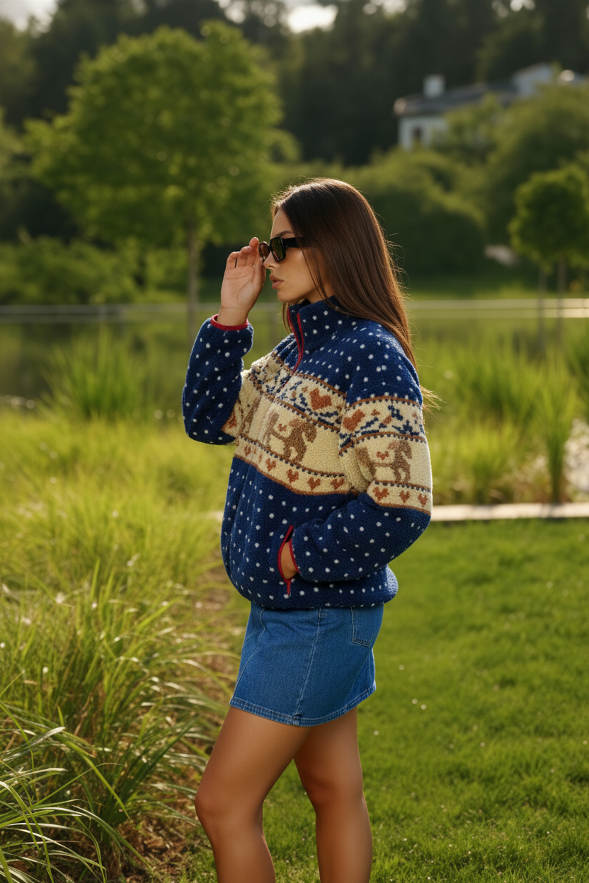 Friendsgiving Sherpa Jacket - Blue