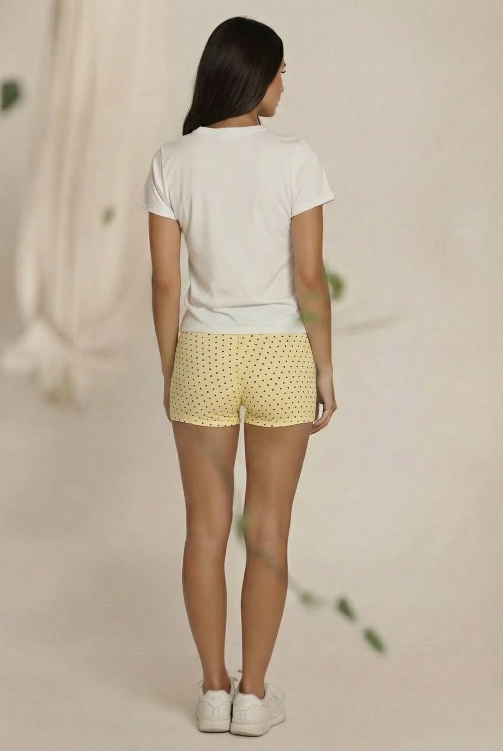 Polka Dot Biker Shorts- Yellow