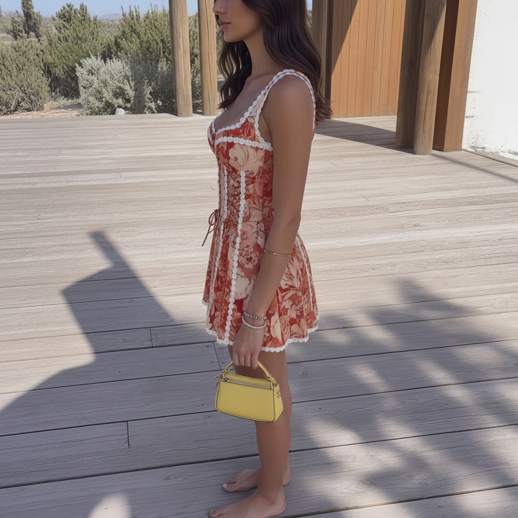 Clara Dress — trendy mini dress, front view