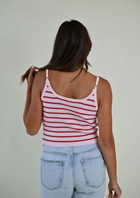 Playful  Knit Tank Top- Pink