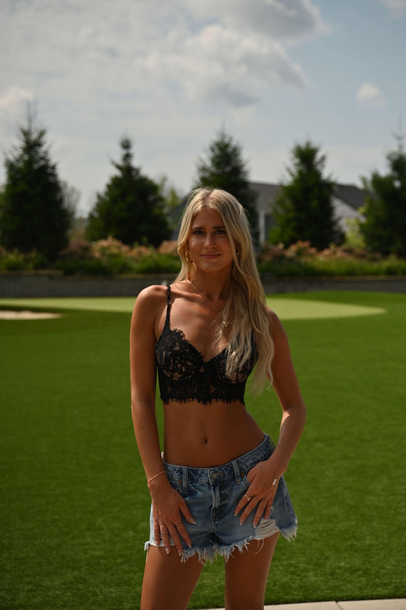 Lace Going Out Top- Black