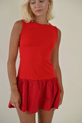 Naples Dress- Red — trendy mini dress | HoneyPlum Clothing