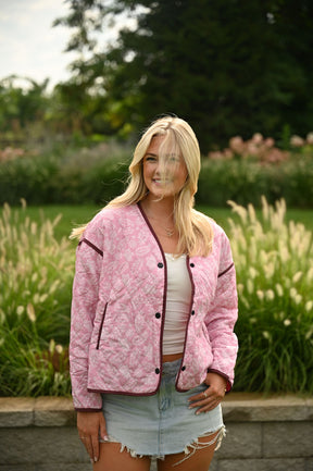 Pink Paisley Quilted Jacket