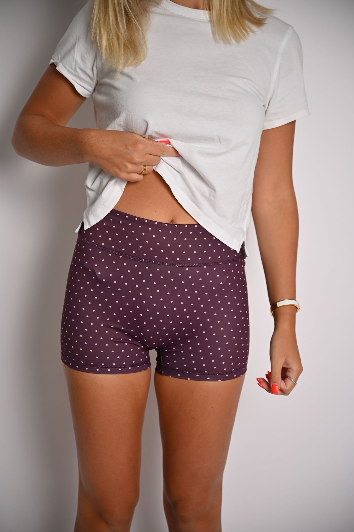 Polka Dot Biker Shorts- Purple