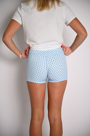 Polka Dot Biker Shorts- Blue