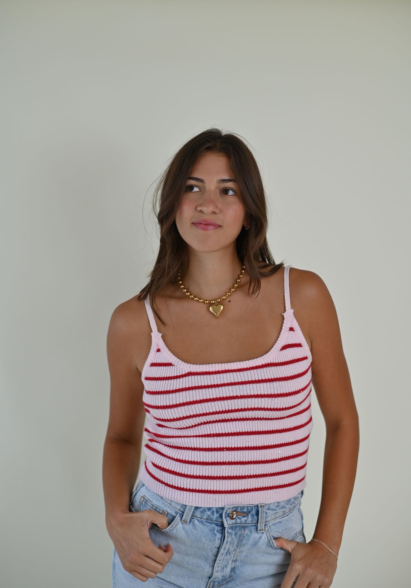 Playful  Knit Tank Top- Pink