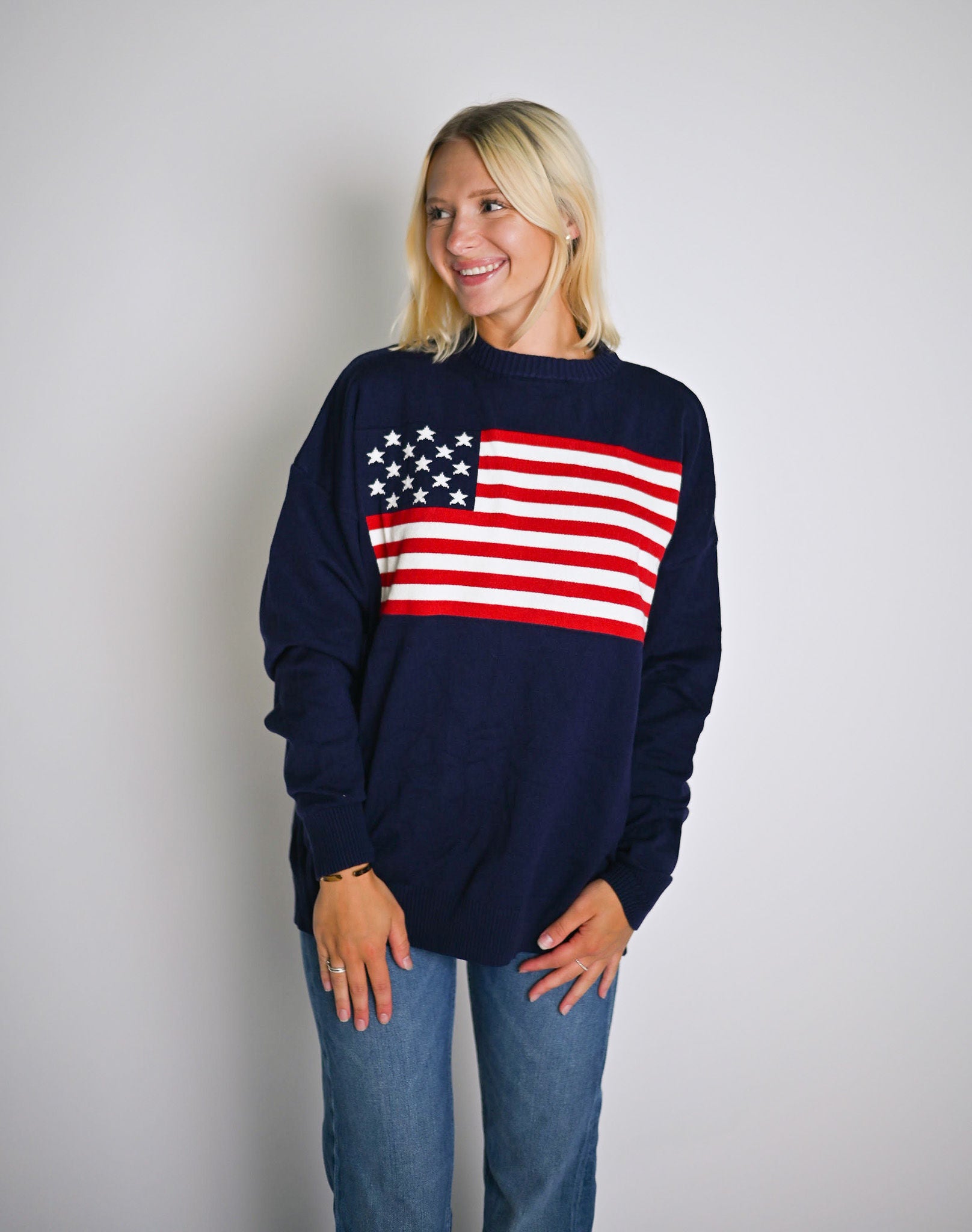 American Flag Sweater- Blue