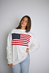 American Flag Sweater- White