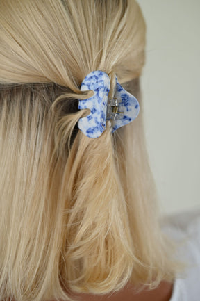 Blue Marble Hair Clip- Claw