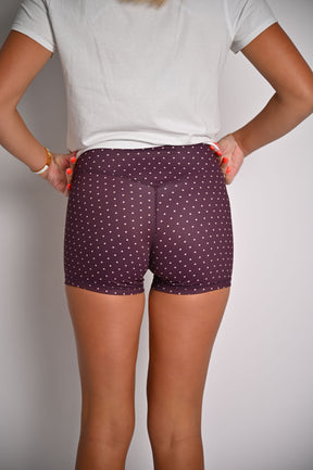 Polka Dot Biker Shorts- Purple