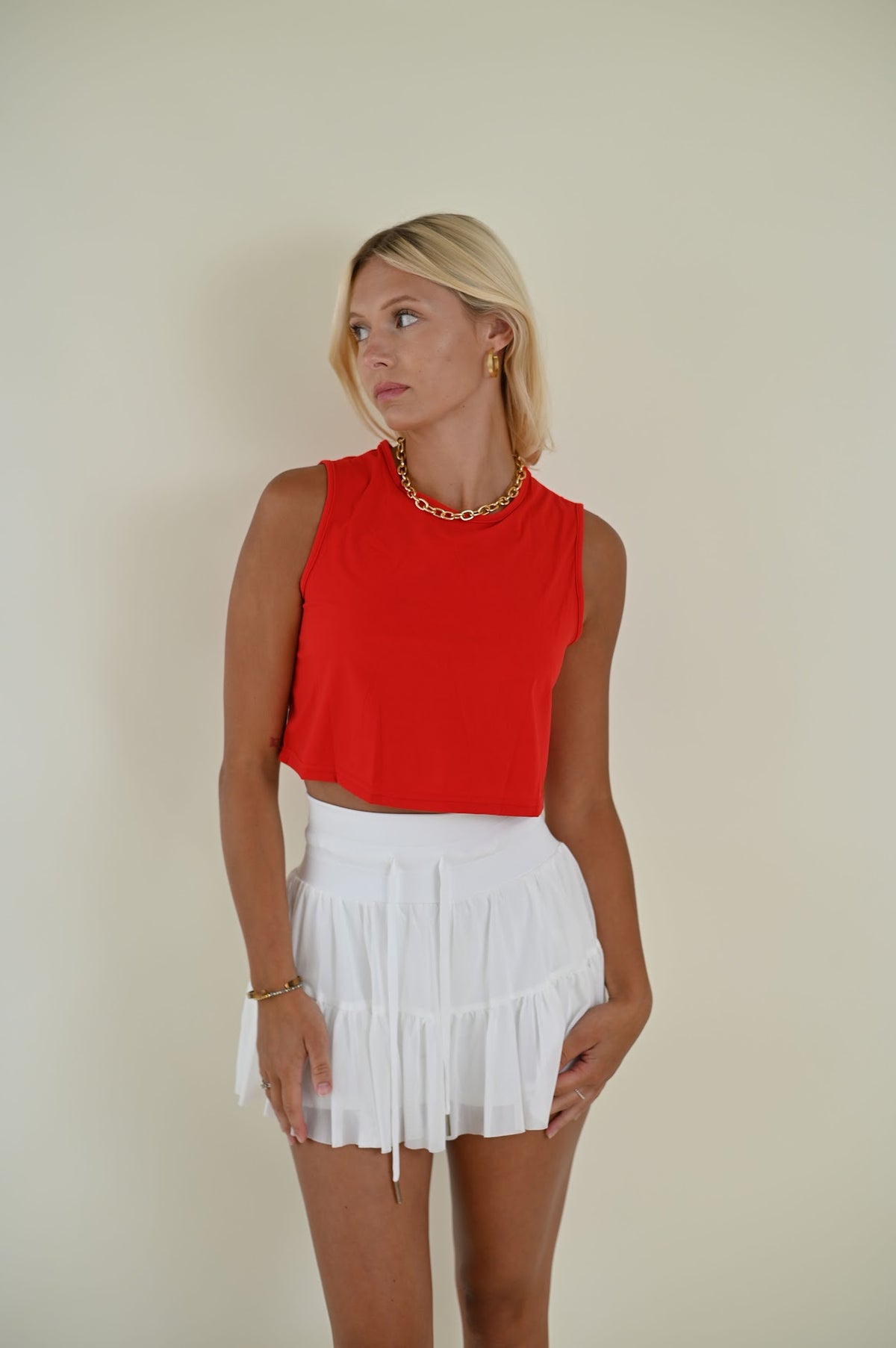 Ruffle Mini Skirt- White