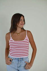 Playful  Knit Tank Top- Pink