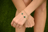 Clover CZ Station Bracelet- Green