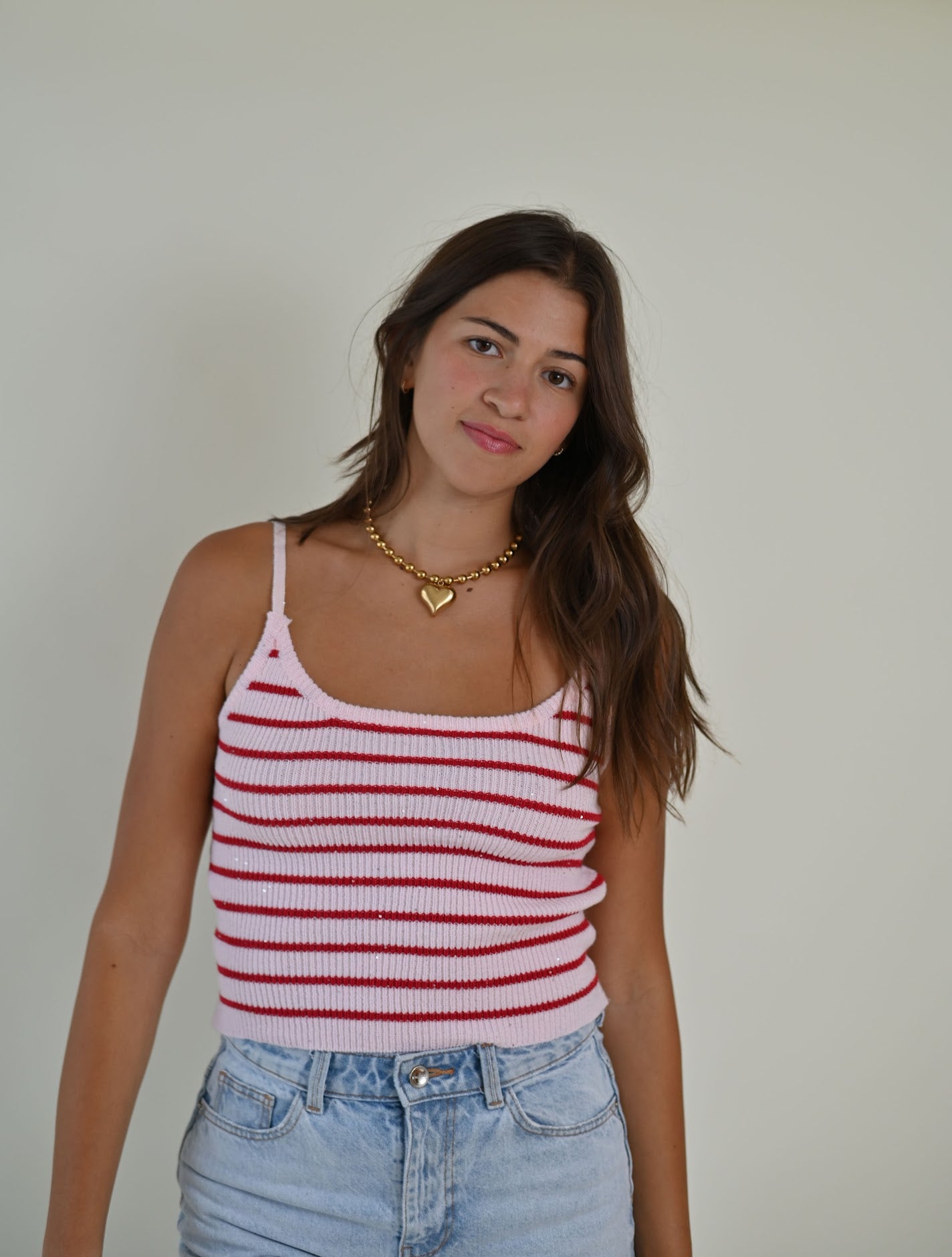 Playful  Knit Tank Top- Pink