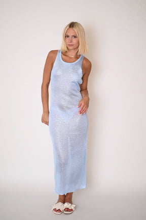 Sky Blue Shimmer Maxi Dress