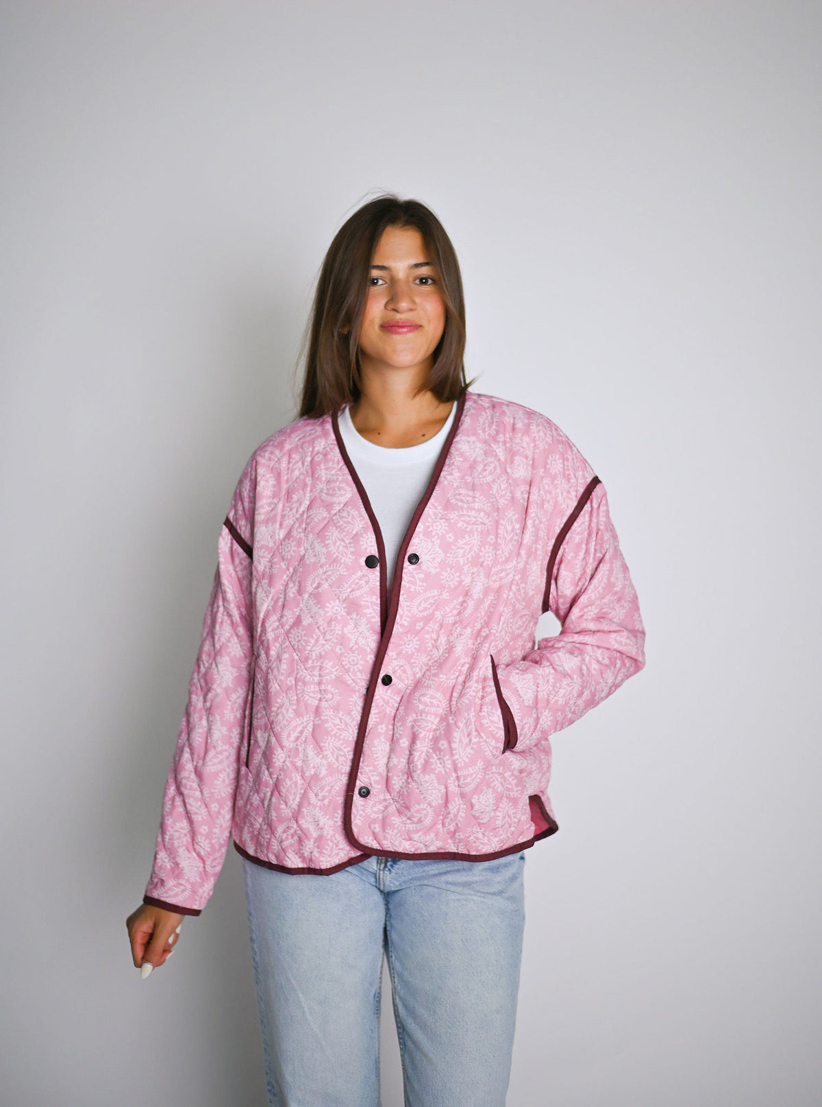 Pink Paisley Quilted Jacket