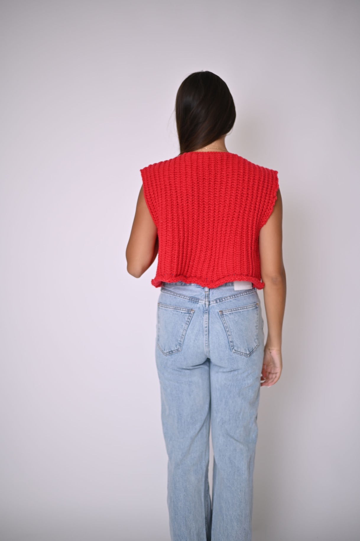 Knitted Vest Cardigan- Rose